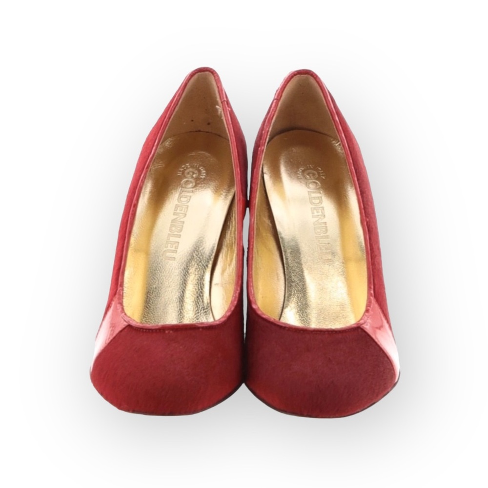VHTF: new Goldenbleu ♛ Tina Mixed Media Pony Hair Heels Pumps ♛ Red 37.5 7M 7.5M - Picture 9 of 16